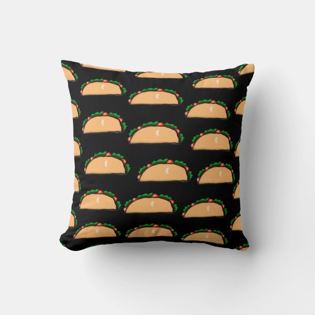 Taco Pattern Throw Pillow (Front)