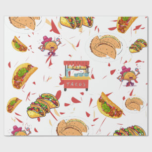 Taco Pattern with Dried Chili Background Wrapping Paper