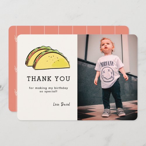 Taco Photo Birthday Terracotta Red Thank You Card