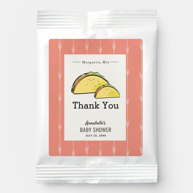 Taco Pink Fiesta Baby Shower Margarita Drink Mix (Front)