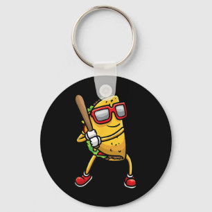 Taco Playing Baseball Mexican Cinco De Mayo Kids M Keychain
