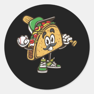 Taco Playing Baseball Softball Tacos Mexican Festi Classic Round Sticker