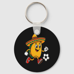 Taco Playing Soccer Mexican Cinco De Mayo Sombrero Keychain