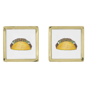 Taco Print Mexican Food Tacos Foodie Cufflinks