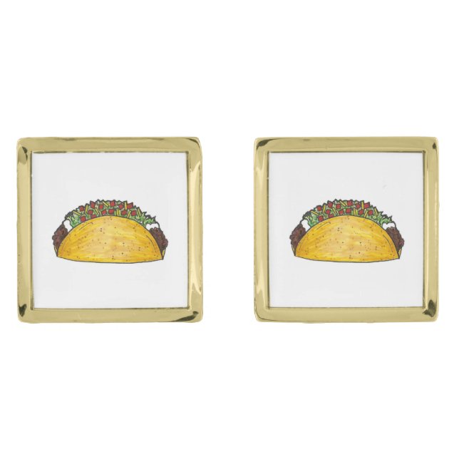 Taco Print Mexican Food Tacos Foodie Cufflinks (Front)