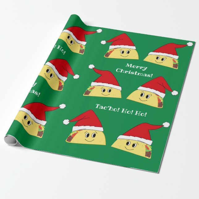 Taco Santa Christmas Wrapping Paper (Unrolled)
