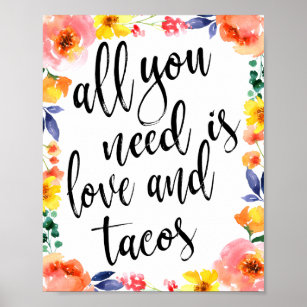 Taco Sation 8x10 Floral Wedding Sign