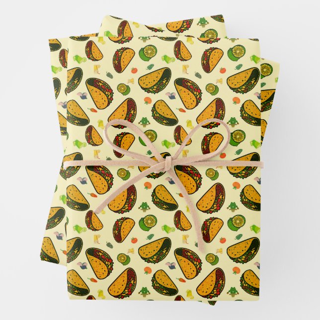 Taco Seamless Pattern Wrapping Paper Sheets (In situ)