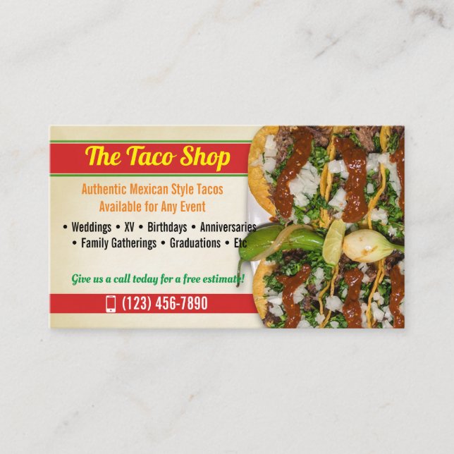 Taco Service Business Cards (Front)