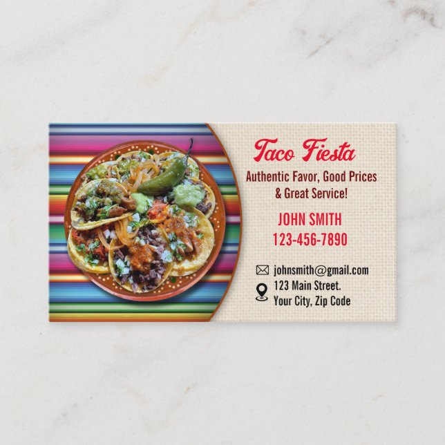 Taco Service Business Cards (Front)