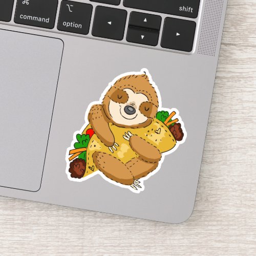 Taco Sloth Cartoon Funny Illustration Sticker
