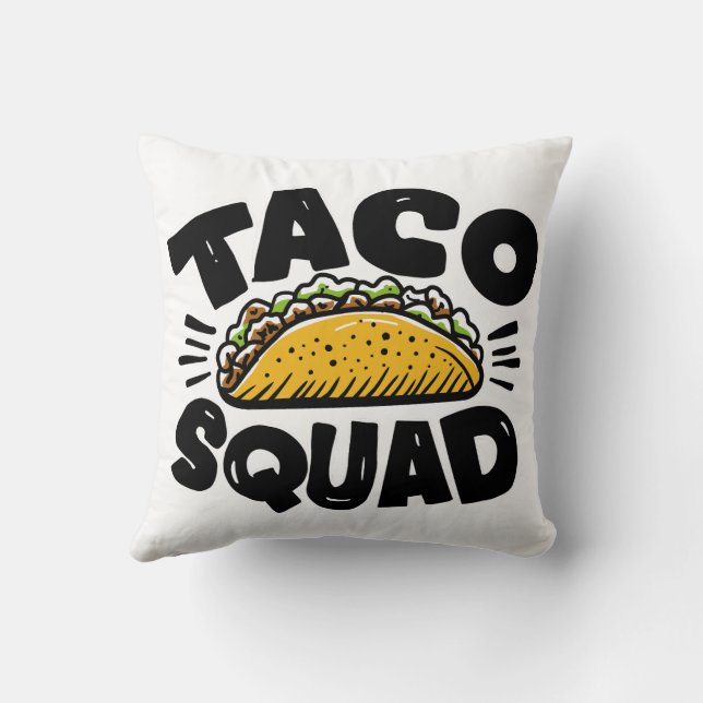 Taco Squad Throw Pillow (Back)