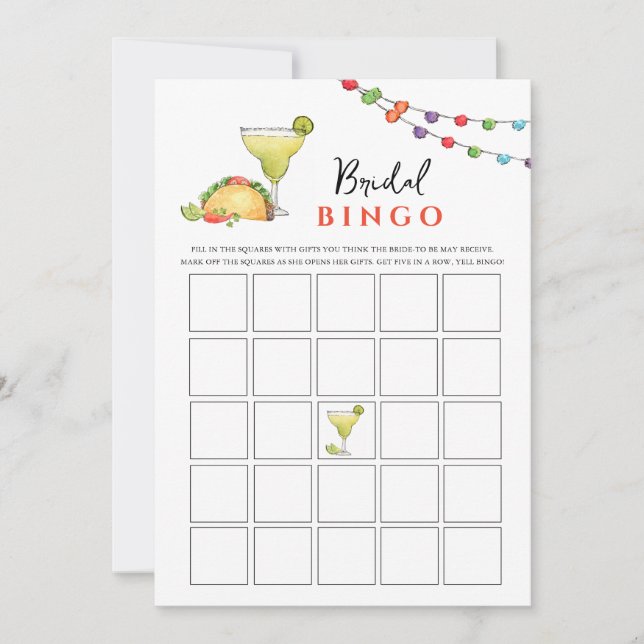 Taco & Tequila Fiseta Bridal Shower Bingo game  Invitation (Front)