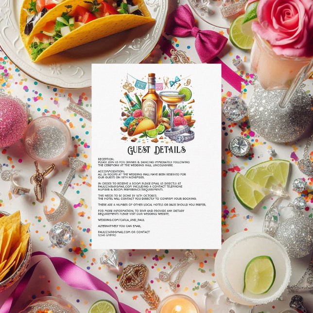 Taco & Tequila Mexican Fiesta Guest Details Enclosure Card (Taco and Tequila Mexican Fiesta Guest Details Enclosure Card)