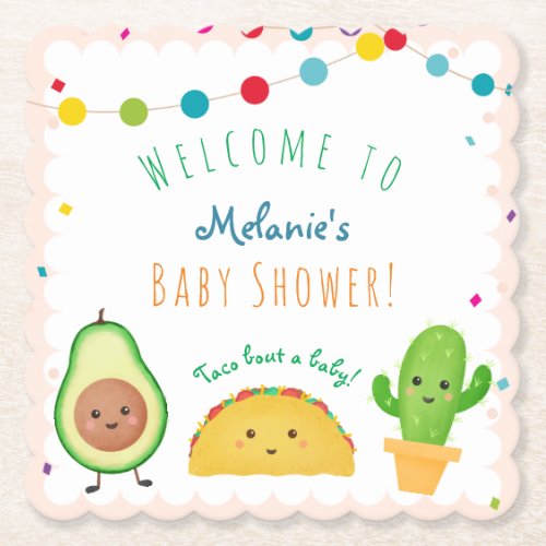Taco theme  Fiesta theme  colorful baby shower Paper Coaster