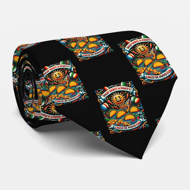 Taco Theme Taco Bout A Party  Neck Tie (Rolled)