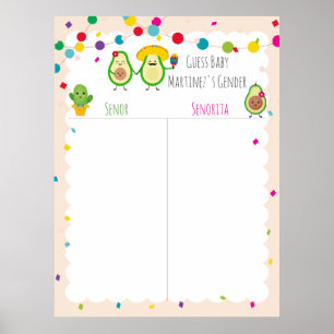 Taco Themed Baby Shower Guess the Gender game Post Poster