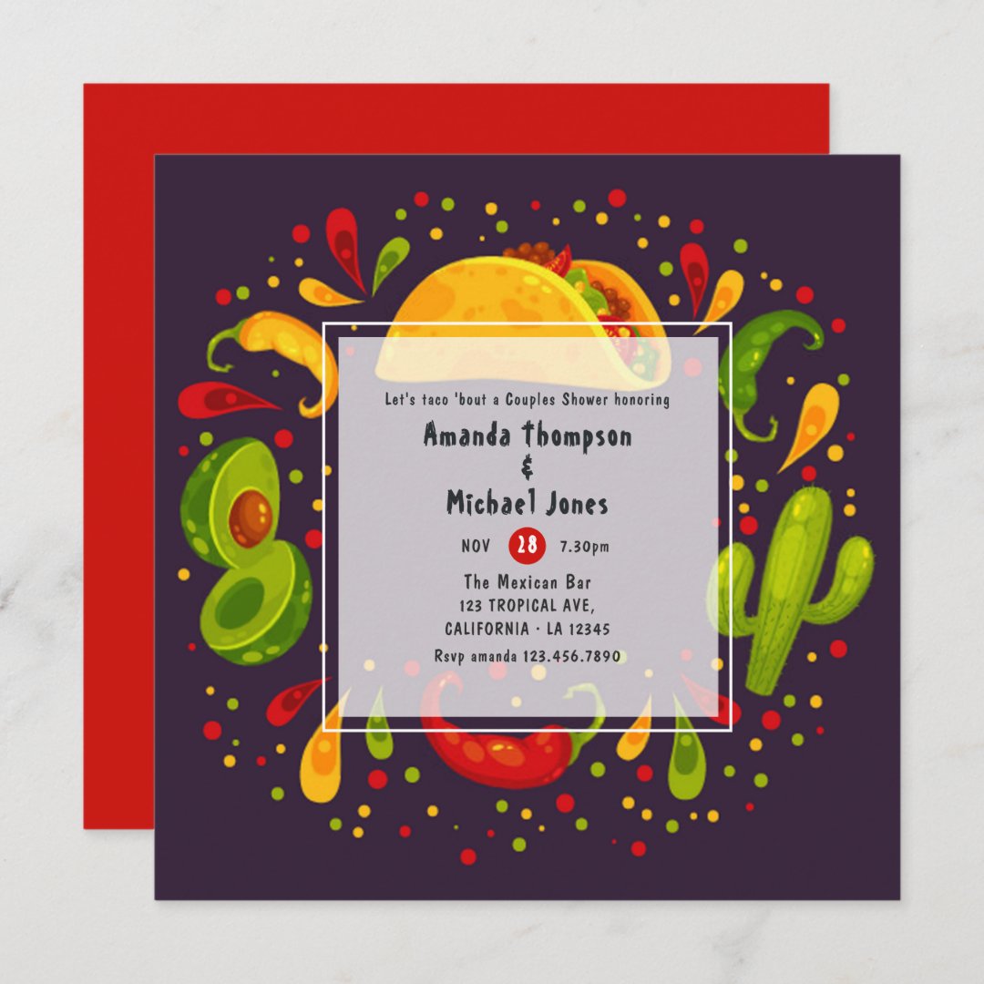 Taco themed Couples Shower Invitation Zazzle