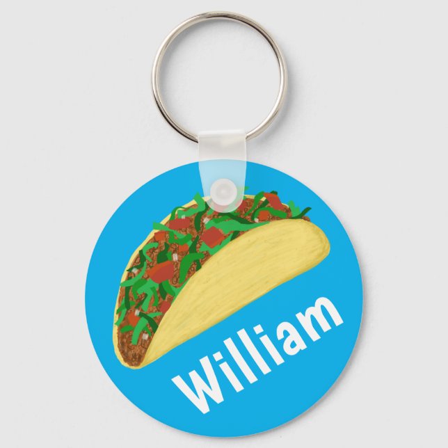 Taco Time Fun Yummy CUSTOM NAME Keychain (Front)