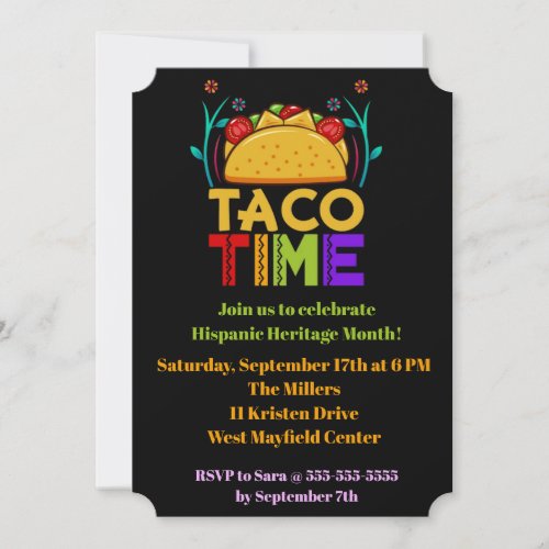 Taco Time Hispanic Heritage Month Party Invitation