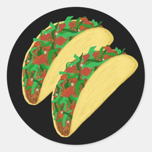 Taco Time _ lets eat tacos black Classic Round Sticker