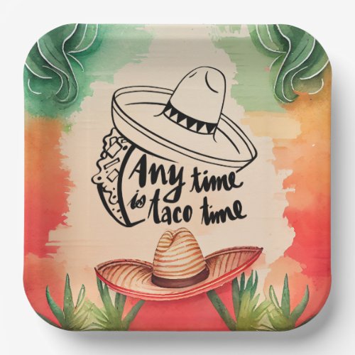 Taco Time Paper Plates