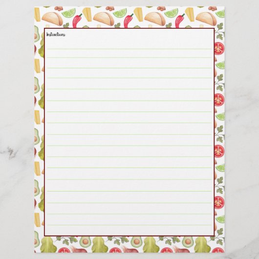 Taco Time Recipe Sheet (Back)