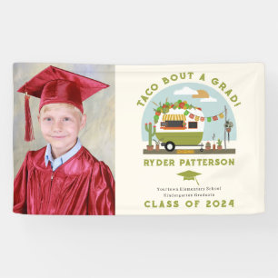 Taco Truck Green Photo Kids Graduation Banner