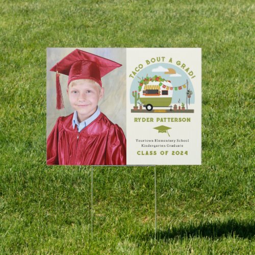 Taco Truck Green Photo Kids Graduation Sign