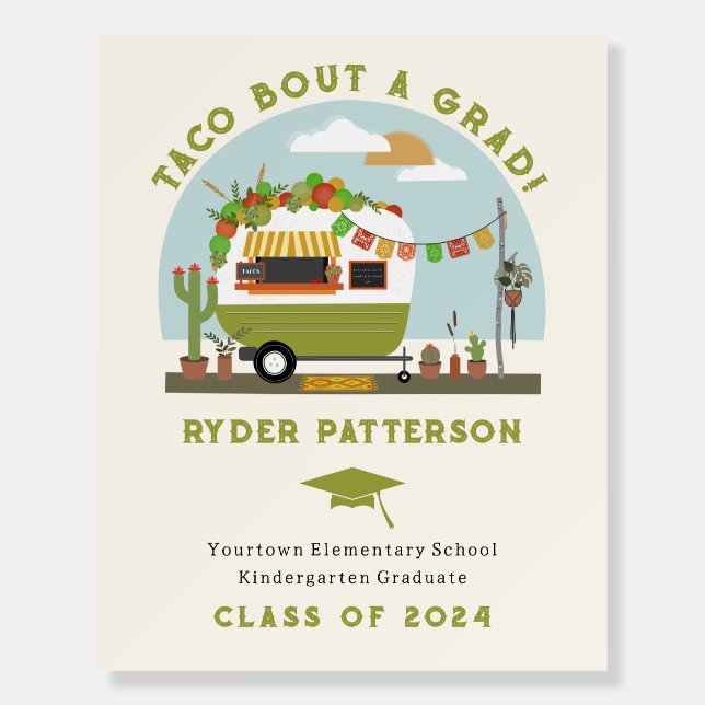 Taco Truck Kids Kindergarten Preschool Graduation Foam Board (Front)