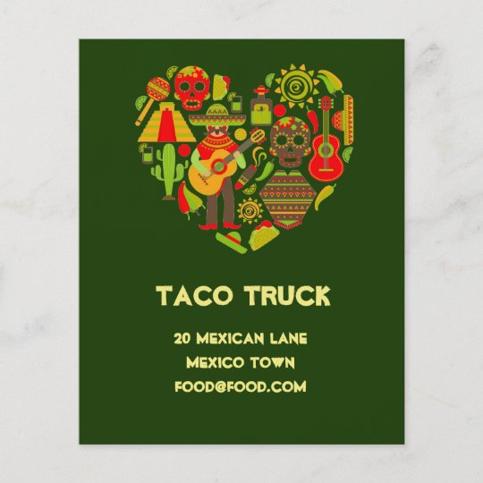 Taco truck Mexican food restaurant Flyer