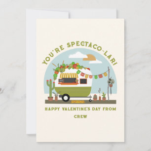 Taco Truck Pun Green Camper School Valentine  Card