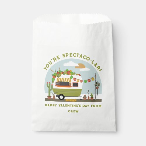 Taco Truck Pun Green Camper School Valentine  Favor Bag