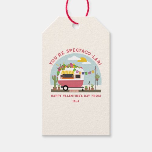 Taco Truck Pun Pink Camper School Valentine  Gift Tags