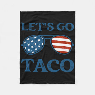 Taco Trump 2025 Retro Sungles Funny Let's Go Taco Fleece Blanket