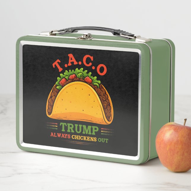 Taco Trump Always Chickens Out Funny Metal Lunch Box (In Situ)