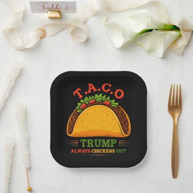 Taco Trump Always Chickens Out Funny Paper Plates (Wedding)