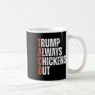 Taco Trump Always Chickens Out Saying Funny Tariff Coffee Mug