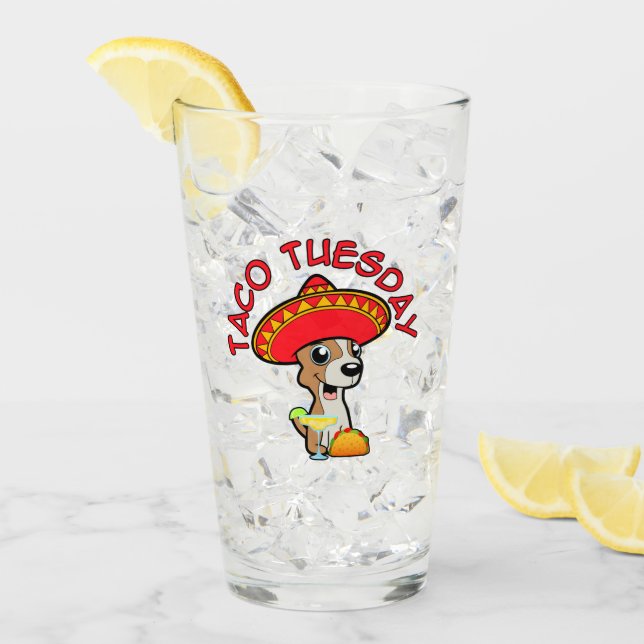 Taco Tuesday Chihuahua Tall Glass (Front Ice)
