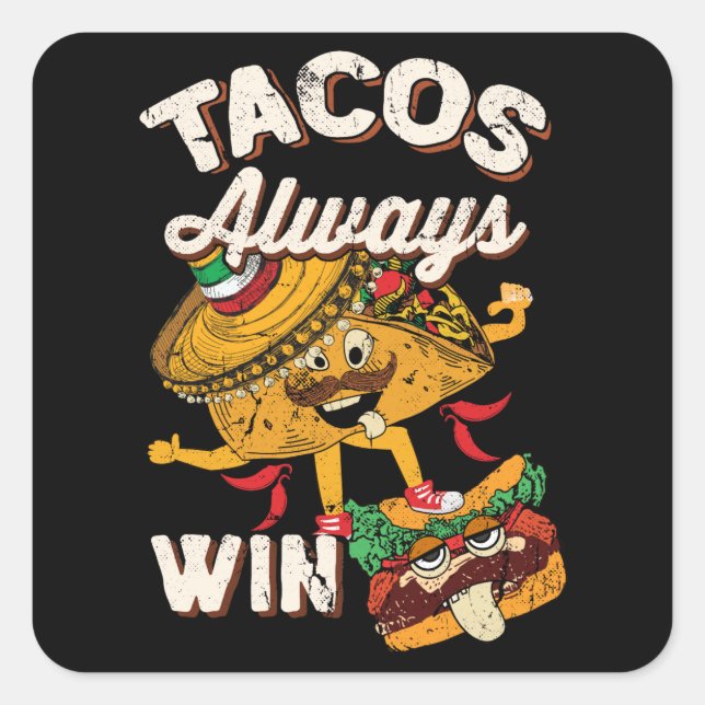 Taco Tuesday Cinco de Mayo Taco Taco Graphic Square Sticker (Front)