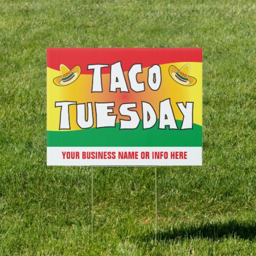 Taco Tuesday for restaurant colorful background Sign