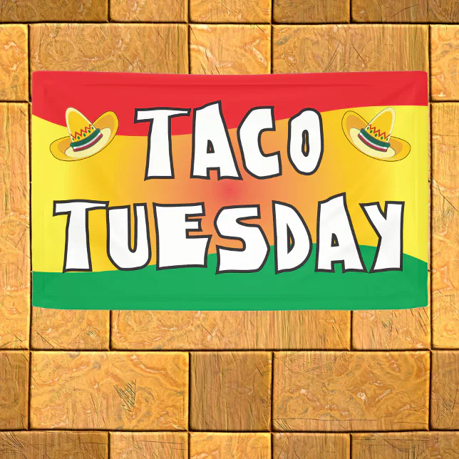 Taco Tuesday in bright colors Banner | Zazzle