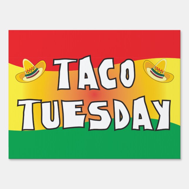 Taco Tuesday in bright colors Sign (Front)