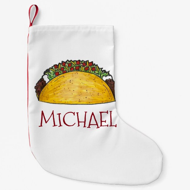 Taco Tuesday Mexican Tex Mex Food Cinco de Mayo Small Christmas Stocking (Front)