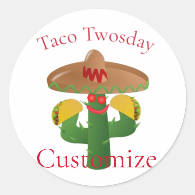 Taco Tuesday Saguaro Cactus Thunder_Cove Classic Round Sticker (Front)