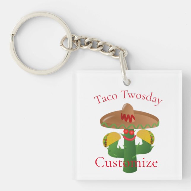 Taco Tuesday Saguaro Cactus Thunder_Cove Keychain (Front)