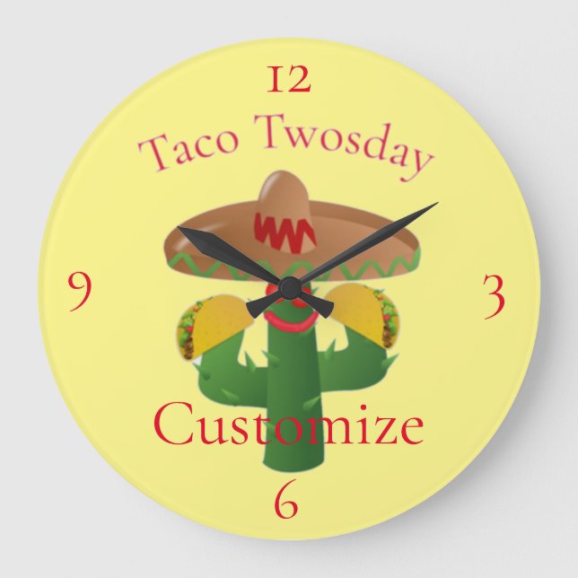 Taco Tuesday Saguaro Cactus Thunder_Cove Large Clock (Front)