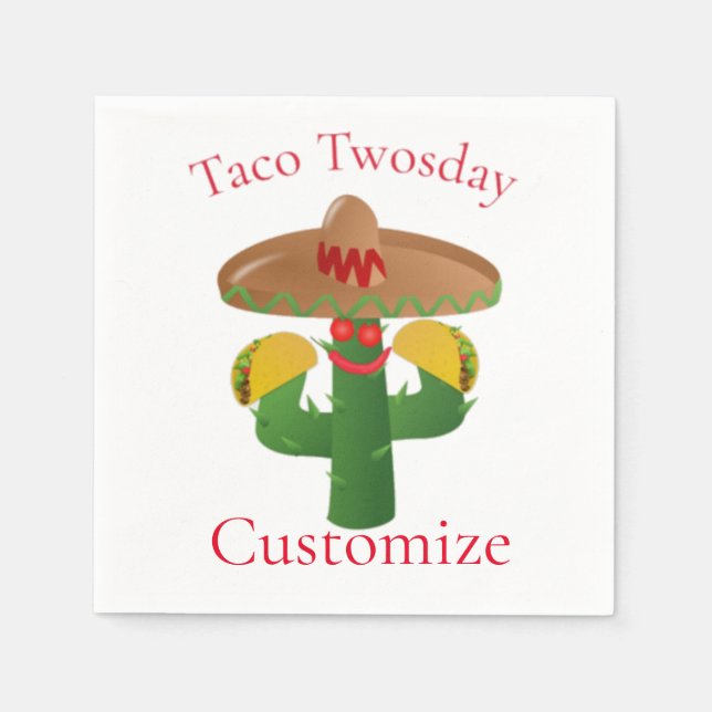 Taco Tuesday Saguaro Cactus Thunder_Cove Napkins (Front)