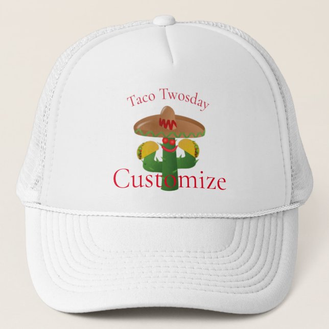 Taco Tuesday Saguaro Cactus Thunder_Cove Trucker Hat (Front)