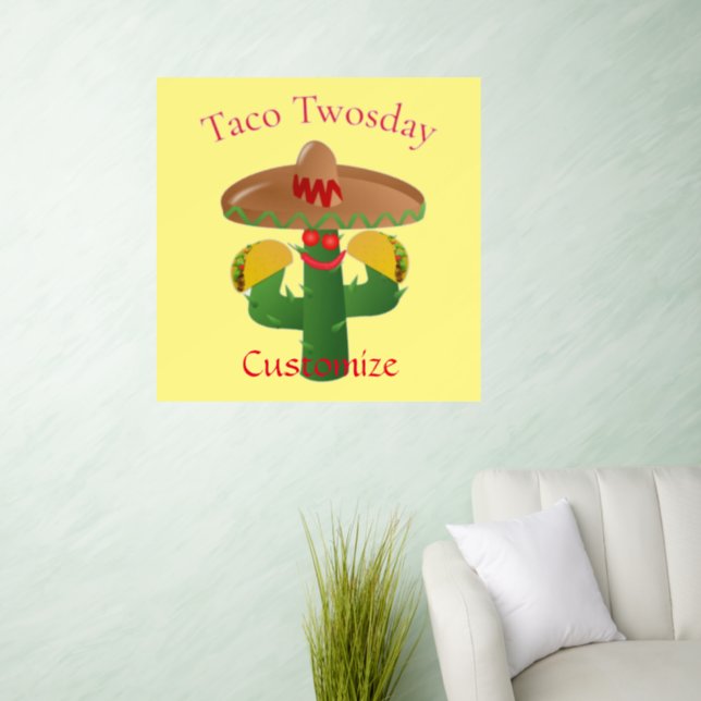 Taco Tuesday Saguaro Cactus Thunder_Cove  Wall Decal (Living Room)